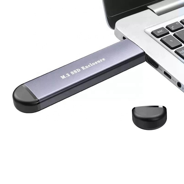 2-in-1 NVMe M.2 SSD & SATA HDD Enclosure USB 3.1 10Gbps Aluminum Alloy 2TB Plug and Play External Hard Drive Case