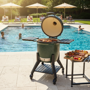 Grande <span class=keywords><strong>Barbecue</strong></span> Grill Extérieur en Céramique Vert Forêt Brillant de 22 Pouces en Forme d'Œuf, Modèle Moderne de Grand Fabricant - Product Image 1