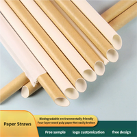 Pailles jetables en papier de 8,5 pouces, pailles écologiques jumbo pour thé aux perles et boissons lactées
