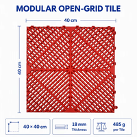 Dalles de sol en vinyle écologiques imperméables de 1,8 mm d'épaisseur pour garage, salle de lavage de voitures, dalles de grille multifonctionnelles en PP à emboîtement