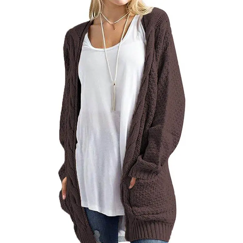 sweater coat women's loose autumn and winter solid color knitted cardigan spring autumn outside American clothes custom