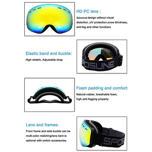 Lunettes de ski design OEM, grandes, anti-buée, polarisées, étiquette, lunettes de sport de neige, coupe-vent, lunettes de ski de course, logo personnalisé - Product Image 4