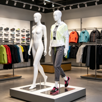 Maniquí de Cuerpo Completo Femenino M070-FT-1 en Pose de Caminata para Exhibición de Ropa Deportiva y Cortavientos en Escaparates