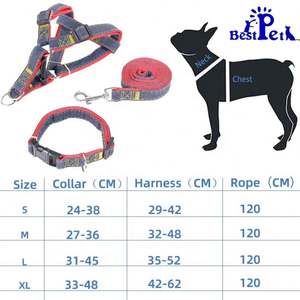 Wholesale Fashion Personalized Denim Nylon <b>Big</b> Cute Dog <b>Backpack</b> and Belt Outdoor Dog Walking Three-piece Set - Product Image 3