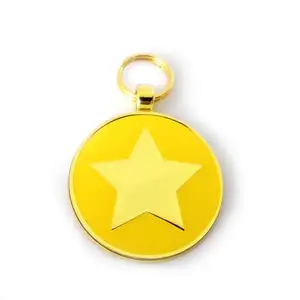 Custom Gold Star amarelo esmalte revestido pet collar jóias charme identidade saucer metal dog tag