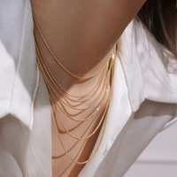 Collier multi-chaînes torsadées en acier inoxydable 316L, plaqué or 18 carats, étanche, style vintage, avec pendentif serpent, cubain, Figaro et corde