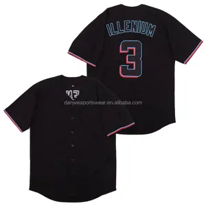 黑色平纹汗布设计定制拼接棒球运动衫