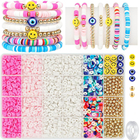 DIY Flat <strong>Polymer</strong> <strong>Clay</strong> <strong>Beads</strong> Jewelry Making Kit Heishi <strong>Beads</strong> Bracelet Making Kit with Evil Eyes Smiley Face <strong>Beads</strong> for Kids Crafts