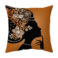 Housse de coussin artistique de luxe, motif femme africaine-américaine, housse de coussin décorative, impression numérique, pour canapé, salon