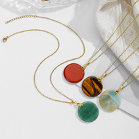 Nouveau collier pendentif rond en cristal naturel, pierre œil de tigre rose, simple, élégant, haut de gamme, collier pendentif de la paix, bijoux