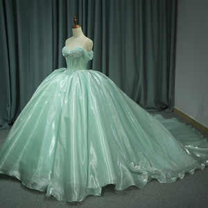 Robes de Quinceañera vertes à épaules dénudées, robes de bal à lacets, robes de bal de fin d'année pour les 15-16 ans, Dy6791 - Product Image 4