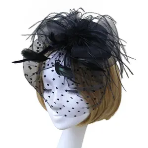 Groothandel Kerk Hoed Hoedenmakerij Dames Fascinator Mini Hoed Retro Haaraccessoires Met Veer