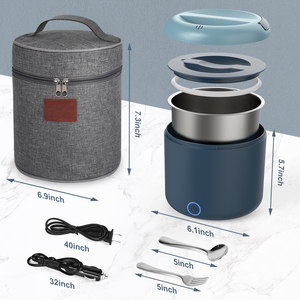 Boîte à lunch électrique Herrfilk 100W 41oz, étanche, chauffage rapide, mini boîte à lunch électrique portable pour voiture et bureau - Product Image 6