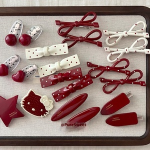 סיכות שיער אדומות לנשים בסיטונאות, קליפסים חמודים בצורת פפיון, אביזרים חדשים ומתוקים לילדים - Product Image 2