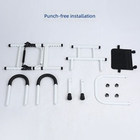Barre d'assistance pliable réglable en hauteur pour lit, avec poignée antidérapante et poche de rangement, en acier à haute teneur en carbone, pour personnes âgées, usage hospitalier et de sécurité
