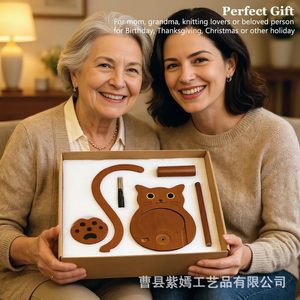 Wooden Rotatable Yarn Spool Holder Magnetic Knitting Yarn Holder For Hand Knitting <b>Desktop</b> Use - Product Image 3