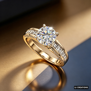 Anillo de Boda Personalizado de Plata Chapada en Oro de 14k con Diamante Cultivado en Laboratorio de 1.0 Quilates, Corte Brillante, Calidad VVS-VS, para Fiesta - Product Image 4