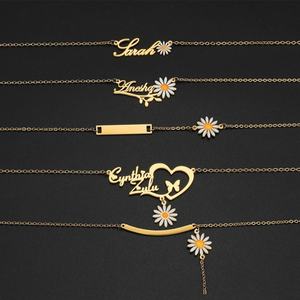 Collar Personalizado de Acero Inoxidable con Diseño de Flor de Margarita y Nombre Personalizado, Cadena Romántica, Dropshipping - Product Image 2