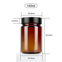Bouteilles en verre ambré à large ouverture pour capsules, suppléments alimentaires, emballages vides, tailles personnalisées