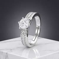 Bague en laiton plaqué rhodium avec moissanite, certifiée GRA 1,0 carat, bijoux de fiançailles en gros