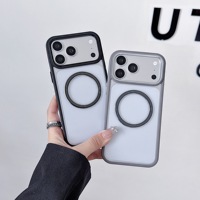 Étui de téléphone magnétique transparent de luxe, fin et résistant aux chocs, en TPU + acrylique, avec anneau magnétique en relief