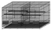 Cage à oiseaux en fer à 3 niveaux, finition thermolaquée écologique, plateau en plastique multi-compartiments, capacité de 25 lb, pour l'élevage d'animaux de compagnie - Vente en gros