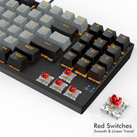 TKL-Teclado mecánico para juegos de ordenador, interruptor rojo, retroiluminación LED, con cable, novedad