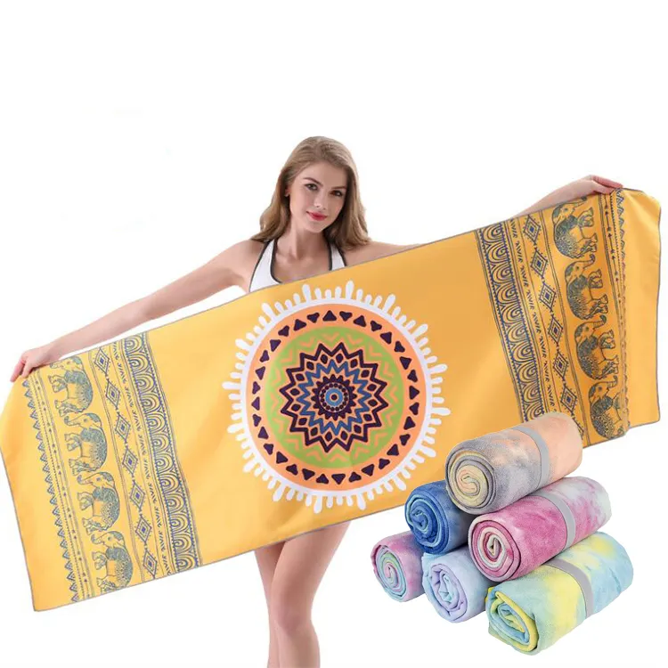 Özel logo baskı mikrofiber toptan çevre dostu mikrofiber yoga mat havlu kaymaz sıcak spor salonu için yoga havlusu