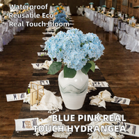 Fleur artificielle d'hortensia bleu rose à longue tige, toucher réel, imperméable, moderne, pour centre de table de mariage et décoration intérieure, vente en gros