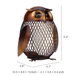 Tooarts กล่องเหรียญโลหะรูปนกฮูกของตกแต่งบ้านงานฝีมือ - Product Image 2