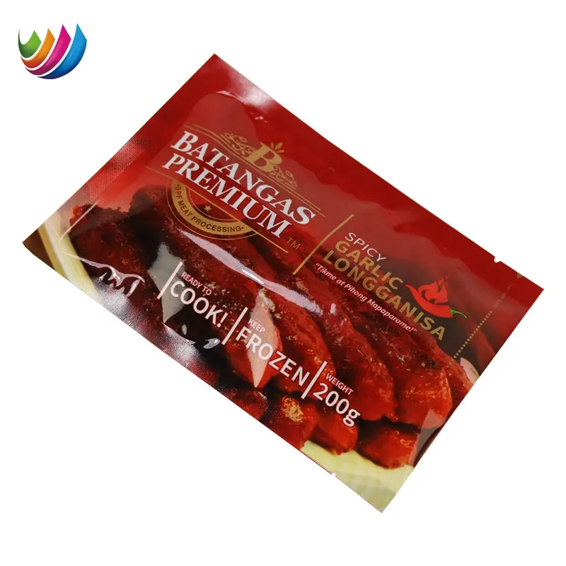 Custom printing nylon flat sealing pouch frozen food spicy retort meat packaging bag