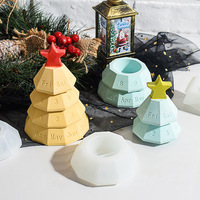 HY Lot de 4 moules en silicone superposables en forme d'arbre de Noël pour calendrier, pot à bougie, boîte de rangement et boîte à bijoux en résine et béton