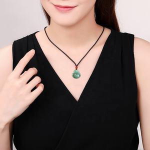 Pendentif Bouddha en jadéite naturelle vert pois, bijoux pour femmes, style bouddhiste chinois, cadeau avec certificat d'évaluation FG29 - Product Image 4