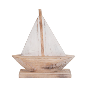 Scultura Decorativa in Legno a Forma di Barca a Vela Costiera per Casa, Ufficio, Bagno, Caminetto, Soggiorno - Product Image 1