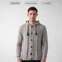 Herren Vintage-Muster Strickpullover Herbst Winter Kapuzen-Cardigan Gerippte Langarm Freizeitjacke ODM 100%