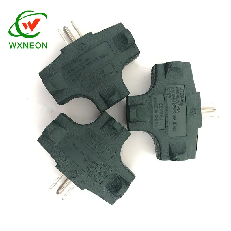 125v 15A 3 Modo di Colore Verde Presa Splitter Triple Prong Plug Adapter Parete