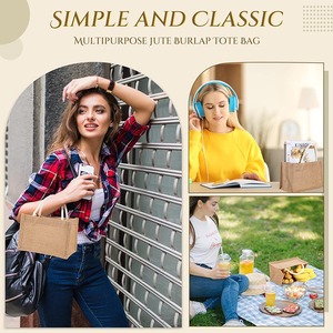 Recycled Buralp Linen Grocery Mini Small Jute <strong>Bag</strong> OEM With Handles <strong>for</strong> <strong>Bridesmaid</strong> <strong>Wedding</strong> Party Beach Shopping DIY Trip - Product Image 5
