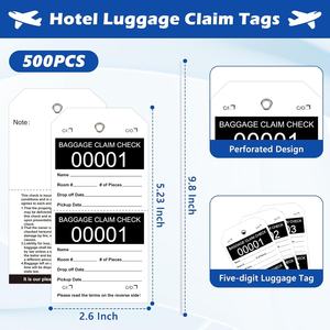 Etiquetas de reclamación de equipaje para hotel, etiquetas de equipaje a granel con cuerda blanca, etiquetas de reclamación de equipaje de papel perforadas, ticket de reclamación de equipaje negro - Product Image 2