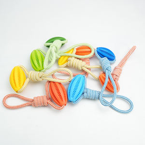 Mainan kunyah hewan peliharaan tali kepang dan bola karet tahan lama untuk anak anjing tumbuh gigi hadiah mewah untuk kucing untuk bermain bola tali karet hewan peliharaan - Product Image 1