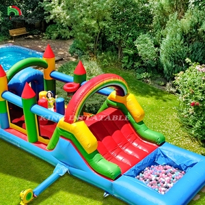Komersial tiup rumah istana rintangan Kombo Bouncer dengan perosotan, lubang bola, hambatan, pendakian, Blower - Product Image 1