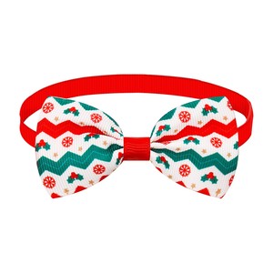 Ensemble de nœuds papillon de Noël pour chien, motif écossais flocon de neige rouge et vert, réglables pour petits chiens, style hiver, décoration mignonne - Product Image 2