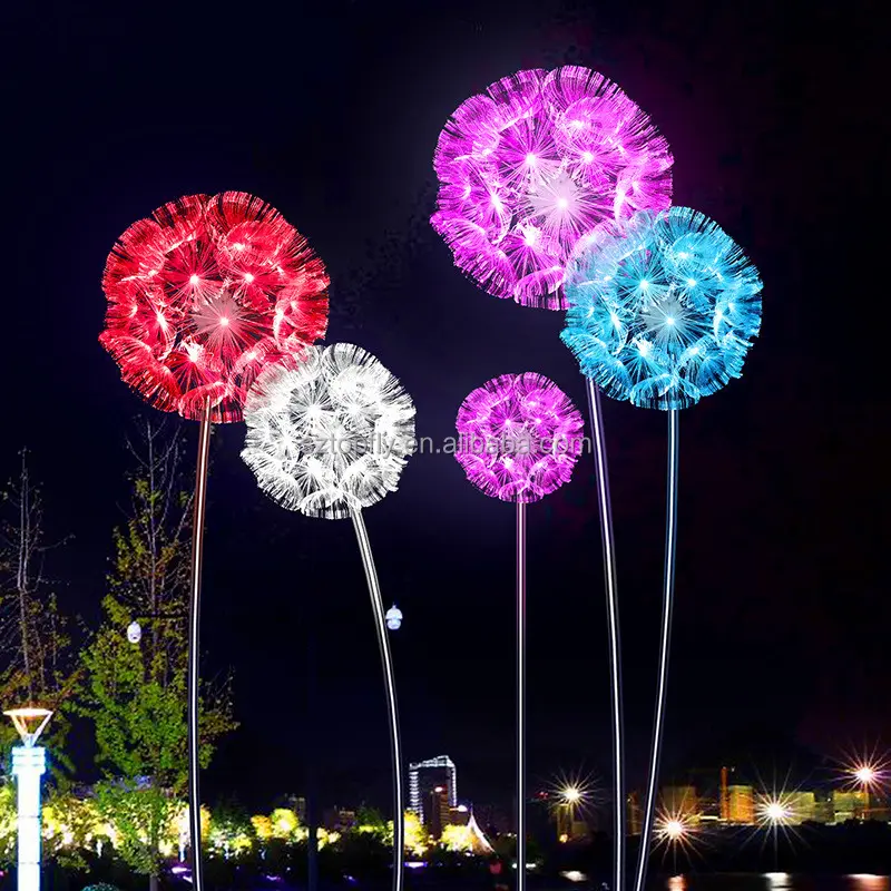 Festival Decoration Luminous Fiber Optic Dandelion Light Park Garden Decoration Motif Street Light