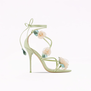 Sandali <span class=keywords><strong>con</strong></span> Tacco a Spillo di Alta Qualità <span class=keywords><strong>con</strong></span> Laccio alla Caviglia, Fatti a Mano per Donne, Reinventati <span class=keywords><strong>con</strong></span> Delicati Motivi Floreali - Product Image 4