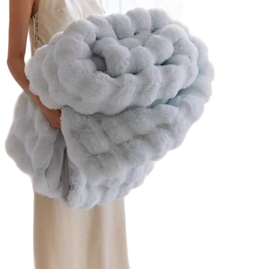 Bubble-Fleece-Decke Verdickt Warm Einfarbig <span class=keywords><strong>Lascher</strong></span> Doppelseitige Polyester-Decke Umweltfreundlich Modern - Product Image 2