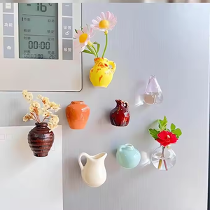8 imanes de cerámica en forma de mini jarrón para nevera, bonitos y divertidos imanes pequeños para plantas y flores, jarrón de flores de cerámica 3D, imanes divertidos para refrigerador - Product Image 2