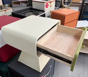 טוב עיצוב מפעל חם מכירות מוצק עץ עור מרופד 2 מגירות השידה מיטת צד ארון חכם ליד מיטת שולחן