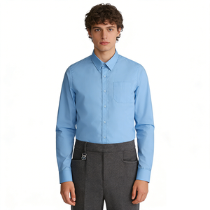 Chemises d'uniforme scolaire bleu clair pour garçons et filles, en <span class=keywords><strong>coton</strong></span> et polyester tissé, chemises unies pour enfants pour tenue scolaire formelle - Product Image 3