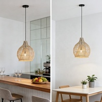 Abat-jour en corde de papier minimaliste pour salle à manger, luminaire linéaire décoratif nordique moderne vintage, cage suspendue