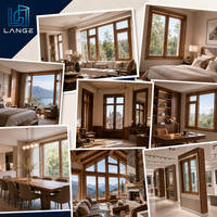 Fenêtre coulissante en aluminium et bois LANGE Deluxe, esthétique, avec variété de bois personnalisable, vue panoramique, grand vitrage pour balcon