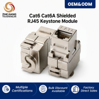 Module Keystone RJ45 femelle Cat6a blindé 90 degrés, plaqué or 3u, pour plaque murale